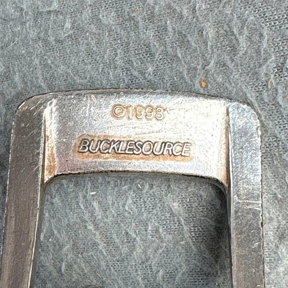 Vintage 1998 Bucklesource Taupe Snakeskin Western Belt Silver Tone Hardware